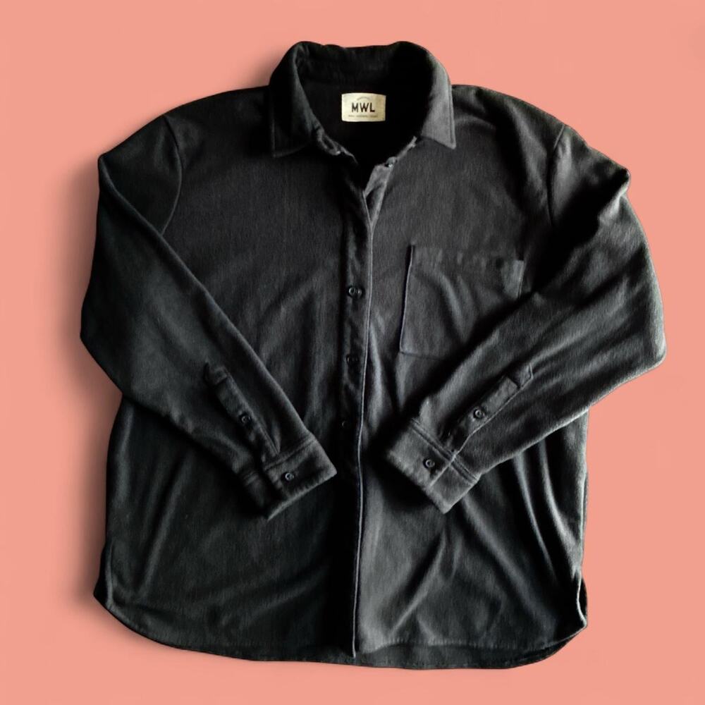 Madewell black fleece shirt jacket